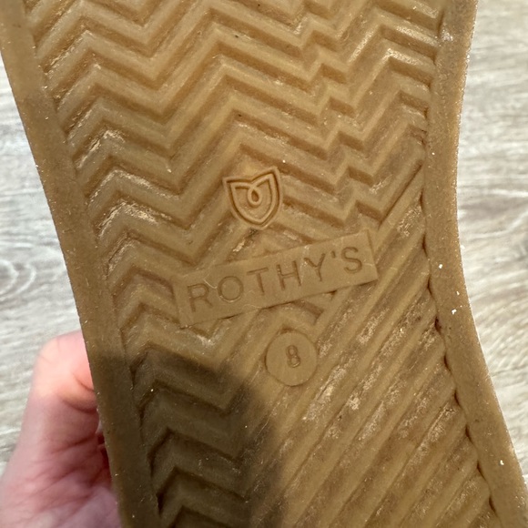 Rothy's The Lace Up sneakers in a cream/vanilla color with gum outsoles - Picture 7 of 12